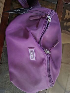 Foldie Purple Crossbody Bag with Dual Zip Pockets